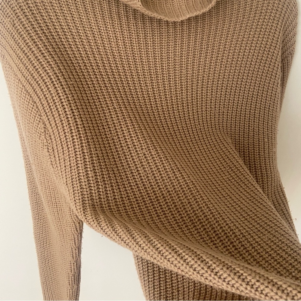Aritzia Ribbed Cowl Neck Sweater in Camel - Picture 9 of 12